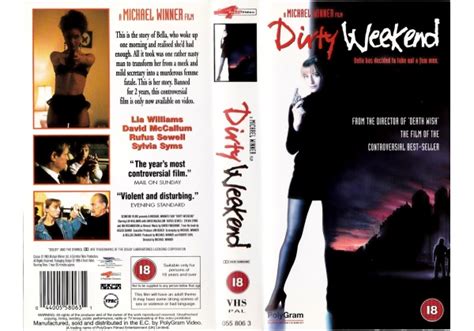 Dirty Weekend 1993 On 4 Front Video United Kingdom Vhs Videotape