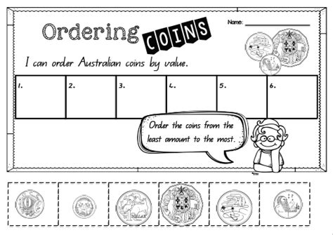 Ordering Australian Coins Australian Money Pack The Mandms Year 1 Maths