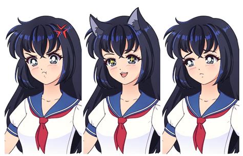 Premium Vector Set Of Three Different Anime Emotions