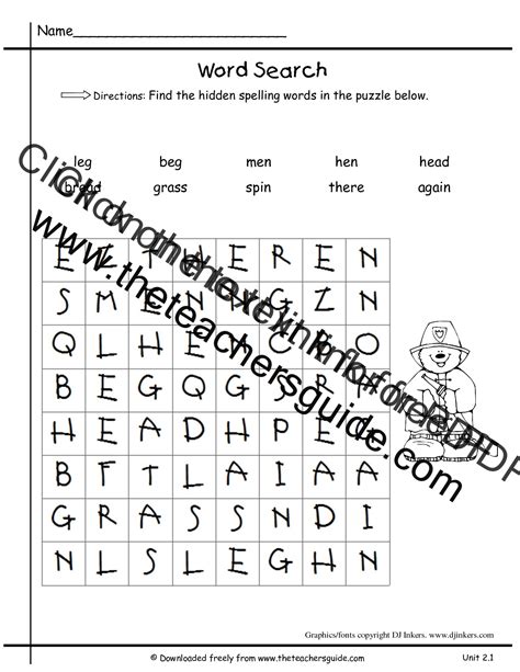 Unit 1 1st Grade Word Search Worksheet Easy And Simple Word Search