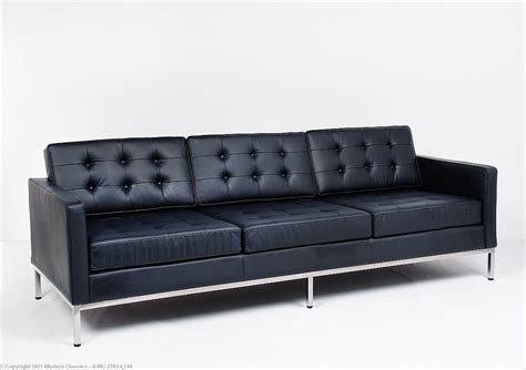 In Stock Black Leather Sofa Florence Knoll Style Made By