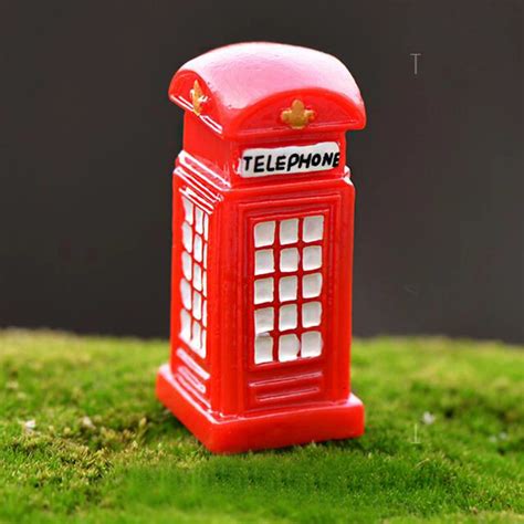 Portalhot Sale Telephone Booth Ornaments Garden Miniatures Toys Gnome