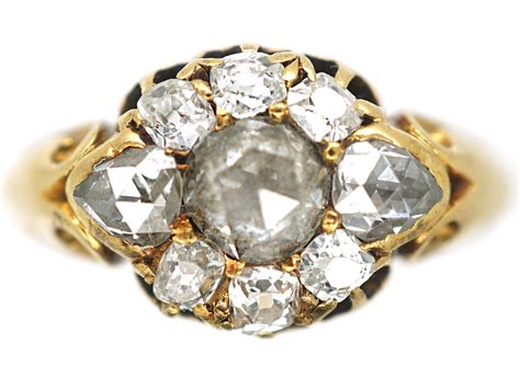 Victorian 18ct Gold Rose Diamond And Old Mine Cut Diamond Cluster Ring 244n The Antique