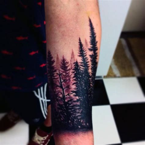 70 Pine Tree Tattoo Ideas For Men Wood In The Wilderness