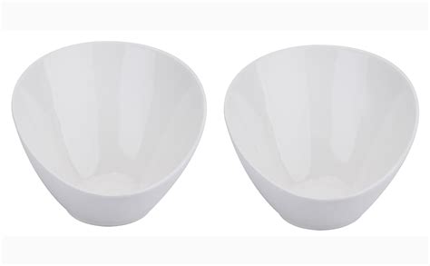 Yesland 2 Pack Porcelain Angled Serving Bowls 26 Oz White Salad Bowls