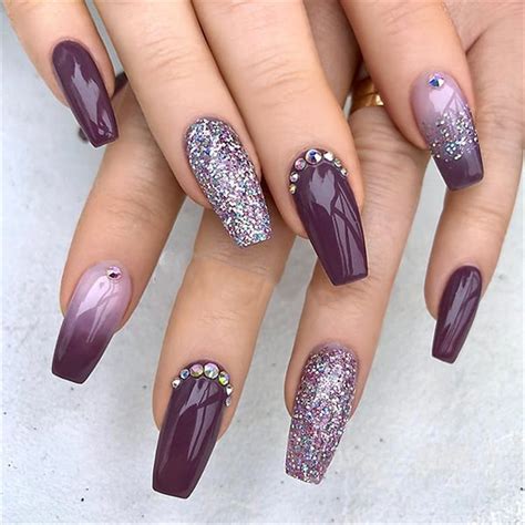 Essie s gel nail polish formula is only two steps color then a top coat. 25 Ideas of Purple Coffin Nails Art Glitter Nails