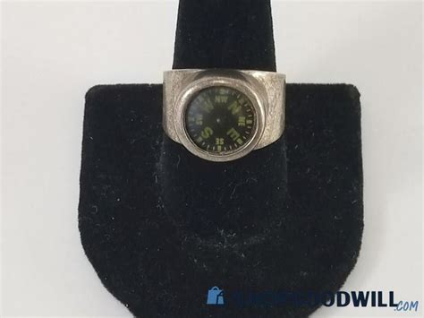 Vintage Signed Lee Ann Herreid Sterling Silver Functioning Compass Ring