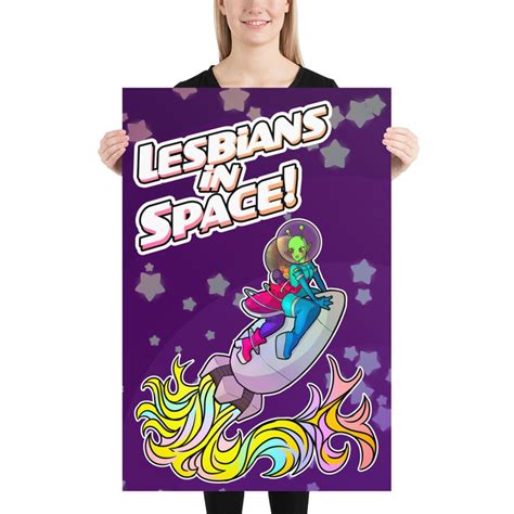 Retro Sci Fi Lesbians In Space Poster Anime Style Lgbt Etsy