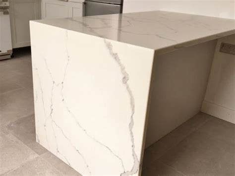 Tuscan Calacatta Quartz Worktops With Mitred Gable Ends Suppliers