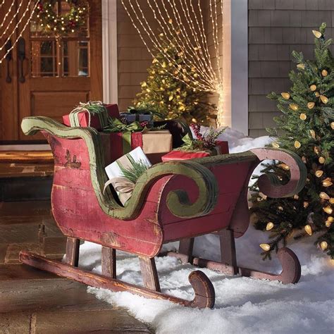 Rustic Wood Heirloom Sleigh Holiday Display Outdoor Christmas Holiday