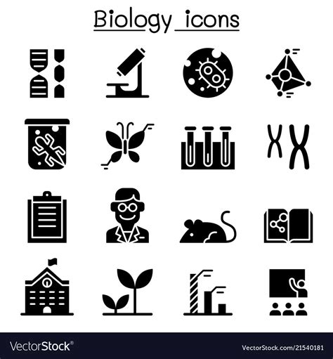 Biology Icon Set Royalty Free Vector Image Vectorstock
