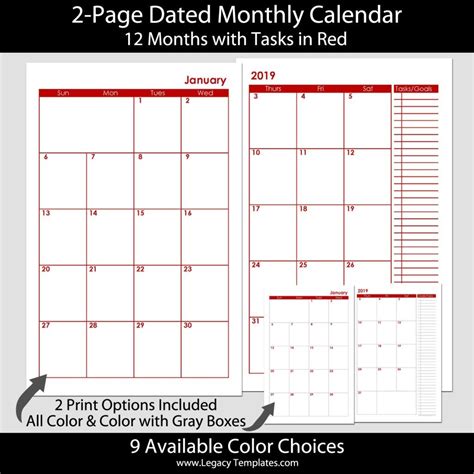 Universal 55 X 85 Calendar Template Get Your Calendar Printable
