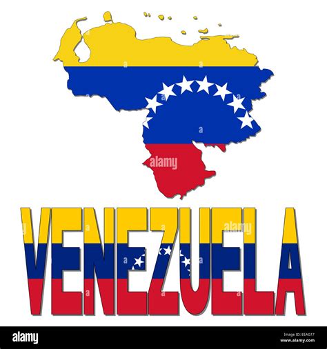 Mapa De Venezuela Bandera Y Ilustración De Texto Fotografía De Stock