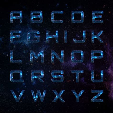 Alphabet Set Psd Typography On Blue Galaxy Background Free Image By