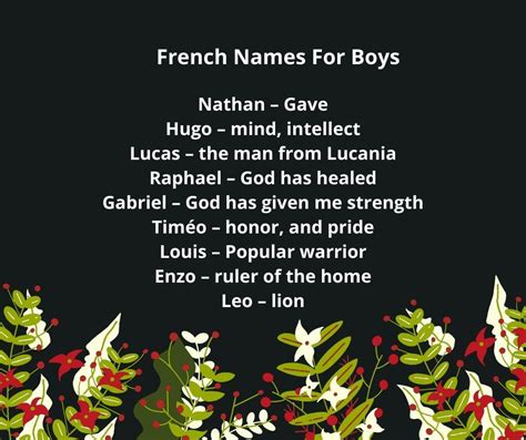 French Names For Boys French Names Boy Names Names
