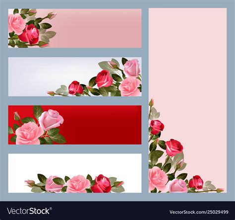 Red Rose Banners Print Template Royalty Free Vector Image