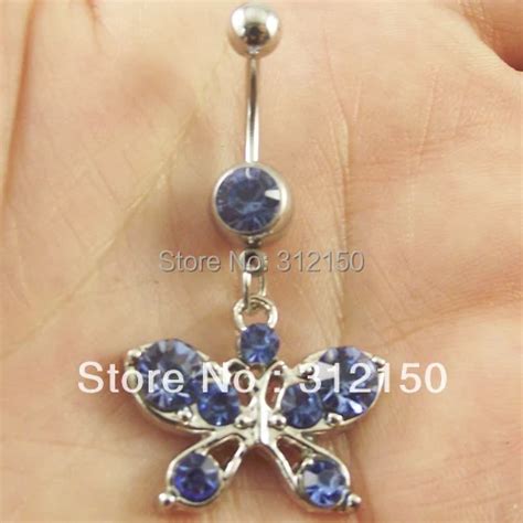 12pcslot Free Shipping Gem Butterfly Belly Ringnavel Ring Body Piercing Jewelrynice And New