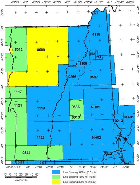 Index Map And Data Table For Aeromagnetic Surveys Of Vermont And New