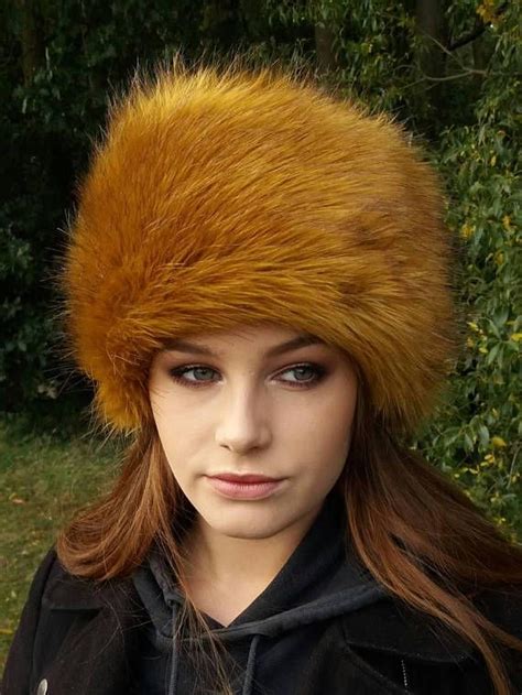 Stunning Golden Mustard Faux Fur Hat With Cosy Polar Fleece Etsy Uk