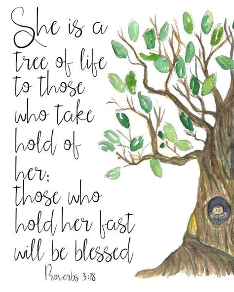 She Is A Tree Of Lifeproverbs 318 Bible Verse Wall Art Etsy Tree