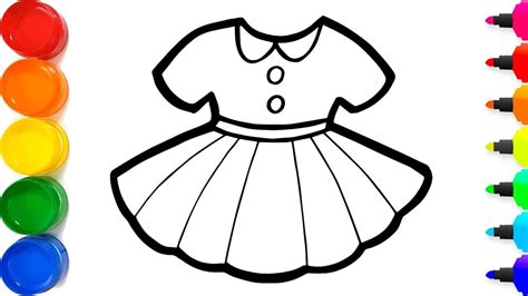 Cara Menggambar Dan Mewarnai Gaun Untuk Anak Anak Glitter Dress