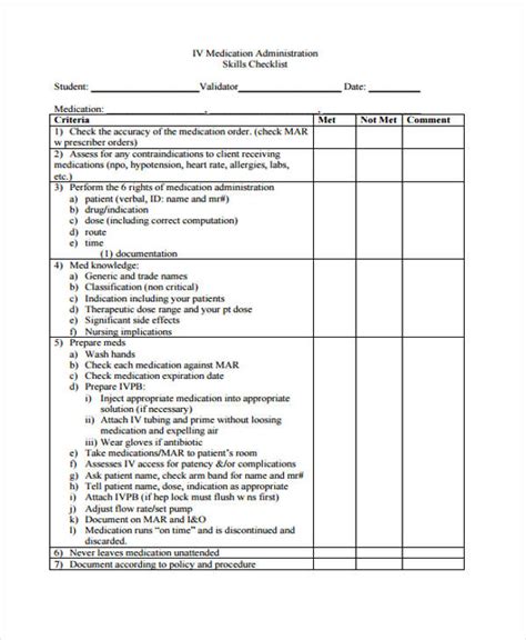 10 Medication Checklist Templates Free Samples Examples Format Download
