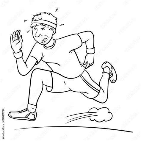Hand Drawn Vector Illustration Of A Jogger Running From The Front