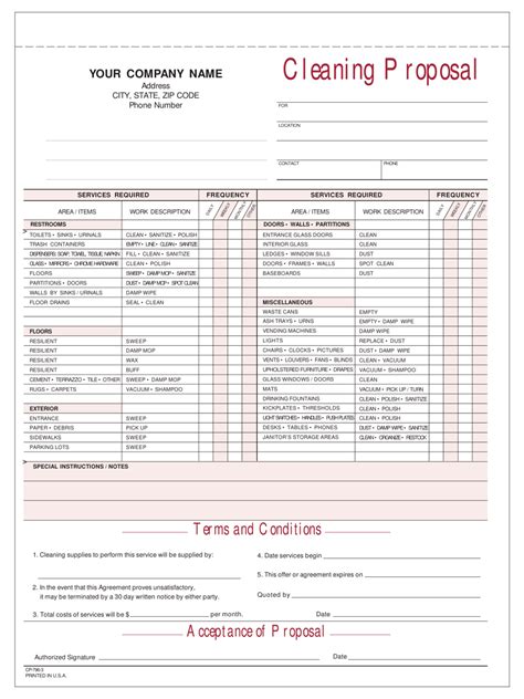 Printable Free Cleaning Proposal Template Printable Templates