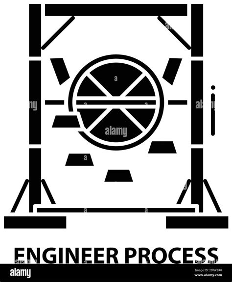 Engineer Process Icon Black Vector Sign With Editable Strokes Concept
