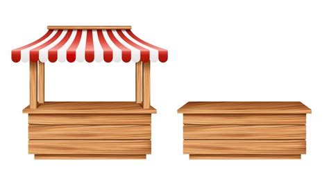 Realistic Market Stall Booth Fair Shop Show PNG And Vector With