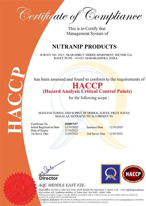 Certificates Nutranip Products From Pune Maharashtra India