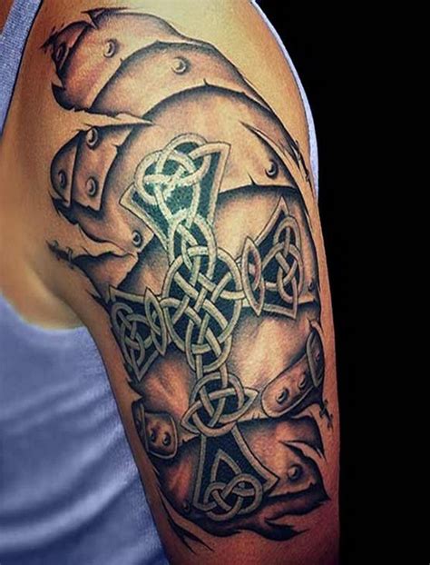 3d Celtic Cross Half Sleeve Tattoos Design Tattoo Ideas