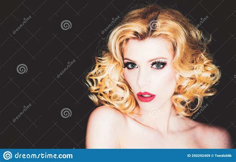 Portrait Of Beautiful Young Woman With Vintage Make Up And Hairstyle