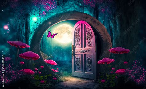 Fantasy Enchanted Fairytale Forest With Magical Opening Secret Door And