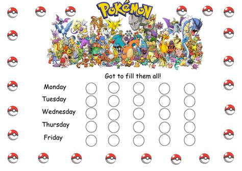 Pokemon Reward Chart Teaching Resources