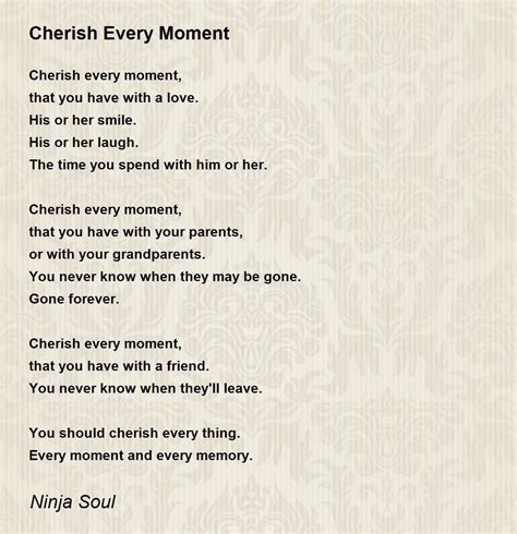 Cherish Every Moment Cherish Every Moment Poem By Ninja Soul