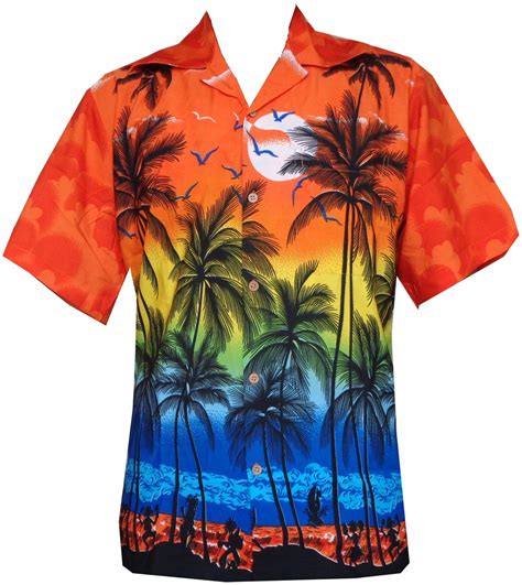 Hawaiian Shirt Mens Coconut Tree Print Beach Camp Party Aloha Ebay