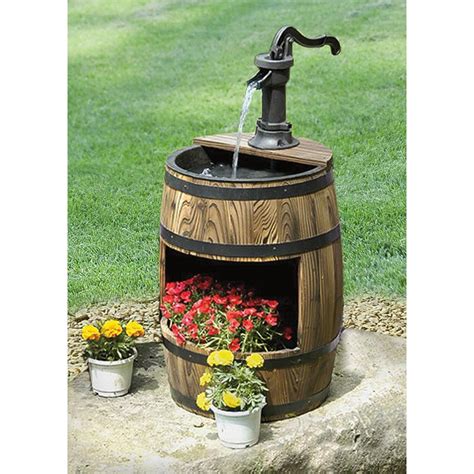 Whiskey Barrel Fountain with Planter - 214687, Decorative Accessories