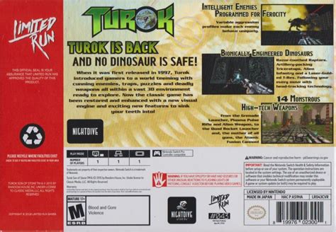 Turok Classic Edition Nintendo Switch Box Cover Art Mobygames