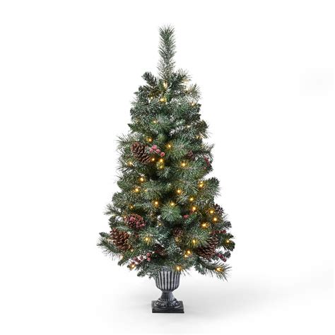 Noble House Dallon 4 Foot Pine Pre Lit Clear Led Pre Decorated