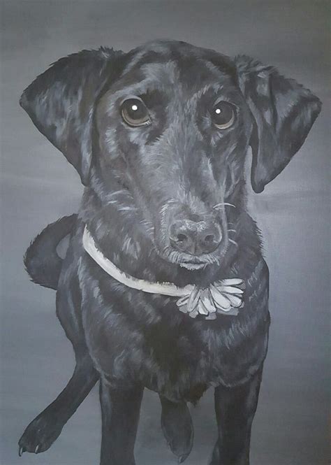 Black Lab Dog Pet Portrait Dog Art Acrylic Painting On Canvas By Mvtchi
