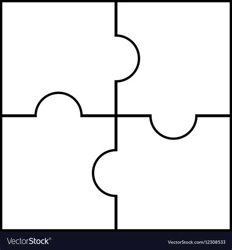 Four Piece Puzzle Royalty Free Vector Image Vectorstock
