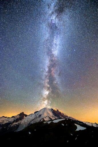 Ian Mcrae Photography Mt Rainier At Night Sky Moon