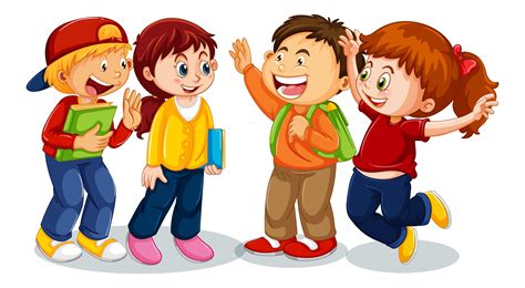 Group Of Young Children Cartoon Character On White Background 1436903