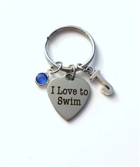 I Love To Swim Keychain T For Swimmer Key Chain Athlete Etsy Uk