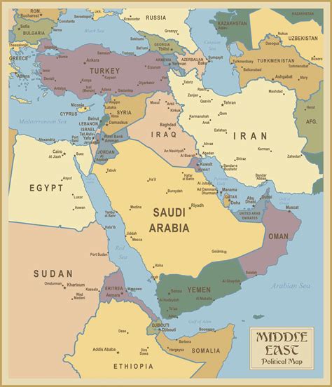 Physical Map Of Middle East Rivers