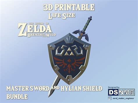 zelda breath of the wild master sword and hylian shield 3d model collection cgtrader