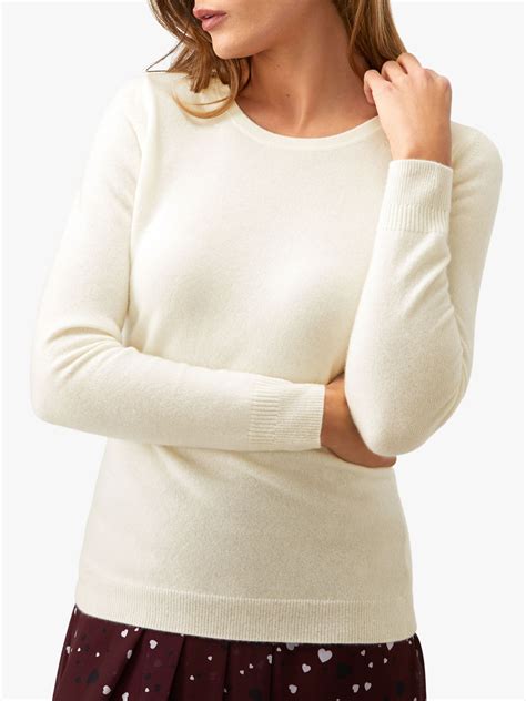 Pure Collection Cashmere Crew Neck Sweater Soft White At John Lewis