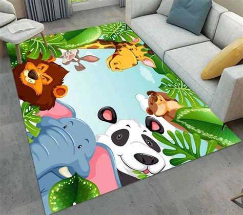 Kids Zoo Animal Rug Jungle Animal Mat Kids Room Rugs Etsy In 2021
