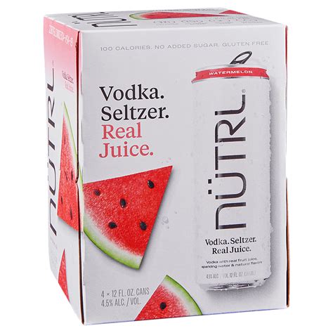 Nutrl Watermelon Vodka Seltzer 4pk 12 Oz Cans Applejack